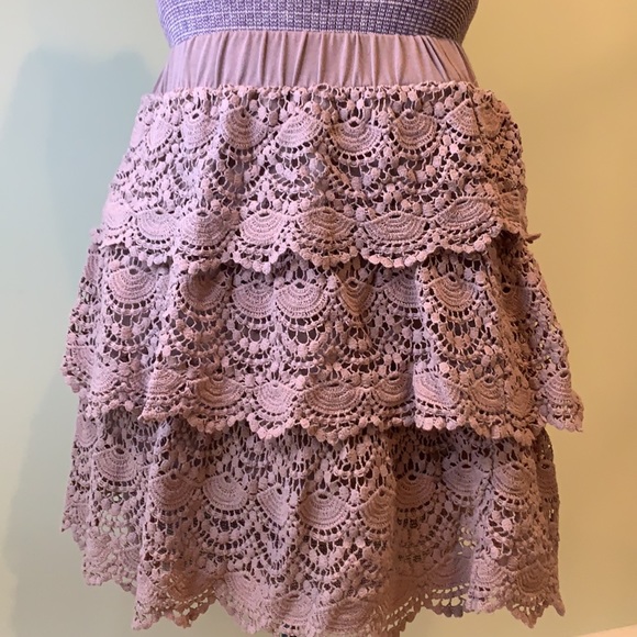 Vanity Dresses & Skirts - Well Made Vanity Cotton Crochet Lace Tiered Skirt Medium Gorgeous